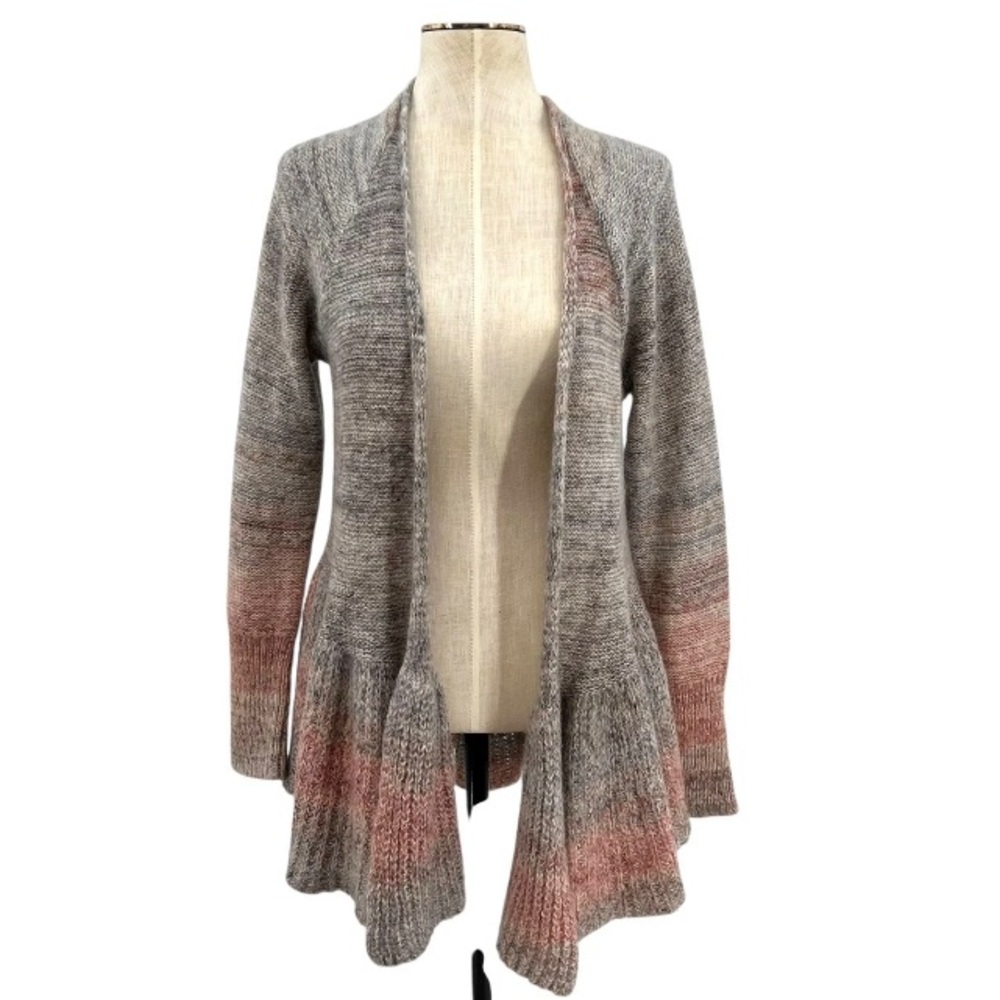 Anthro Knitted & Knotted Cody Peplum Open Front Cardigan Sweater - size Small